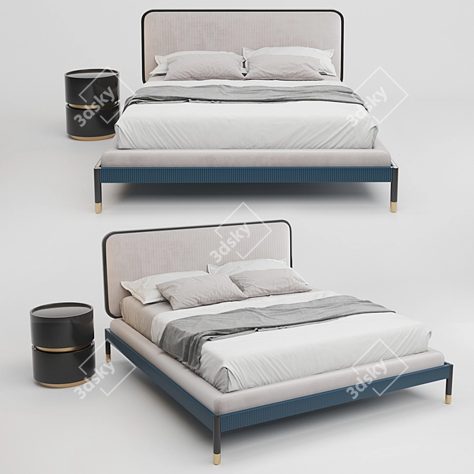 Elegant Plisse Bed by Pianca 3D model image 1