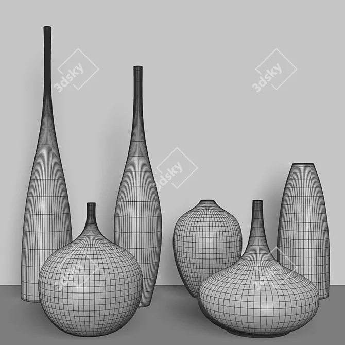 Stylish Decor Vases Set #17: 3D Model with Textures and Materials 3D model image 3