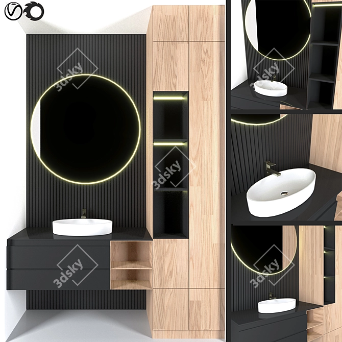 Modern Bathroom Furniture Set 3D model image 4