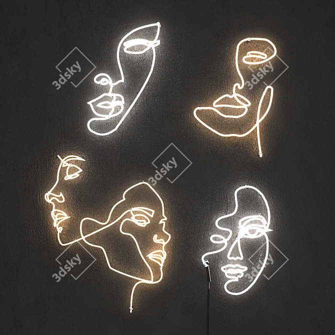 Vibrant Neon Light Set for Modern Interiors 3D model image 1