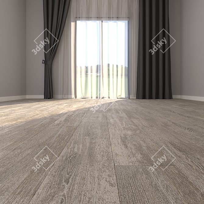 Walnut Parquet Floor 15x90cm: Multi-Texture, Corona Render 3D model image 2