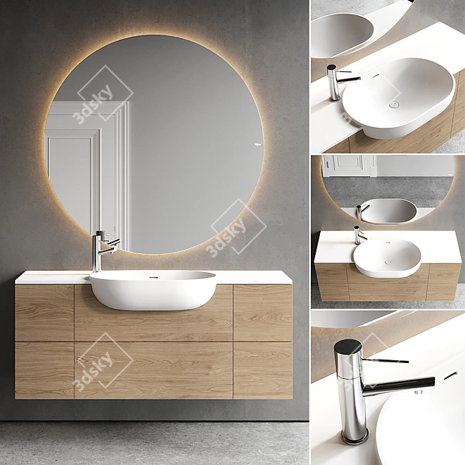 Elegant Viaveneto Soft Vanity Set 3D model image 1
