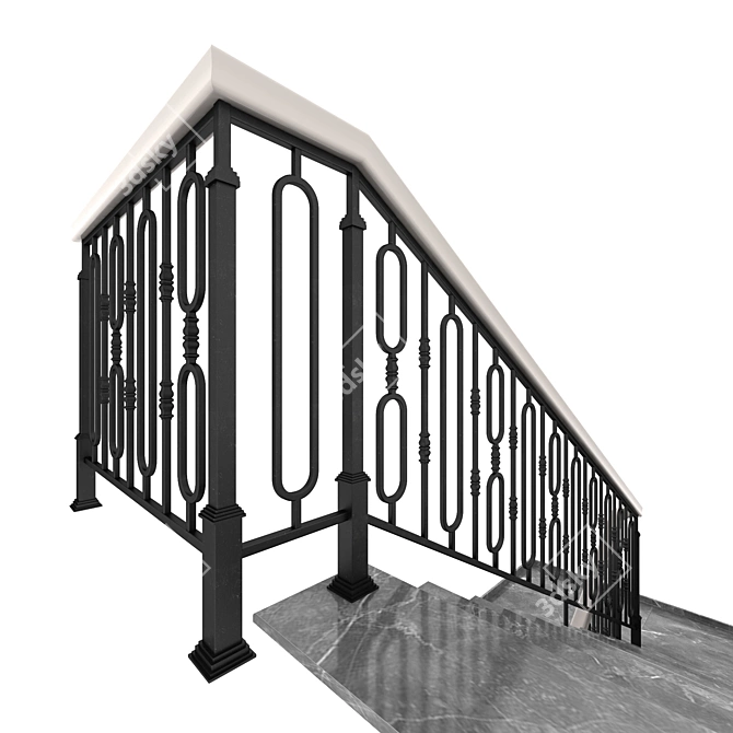 Elegant Wrought Iron Staircase 3D model image 5