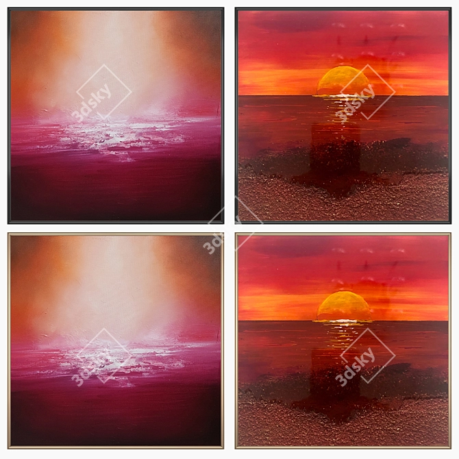 Versatile Wall Art Set: 2 Paintings, 4 Frame Options 3D model image 2