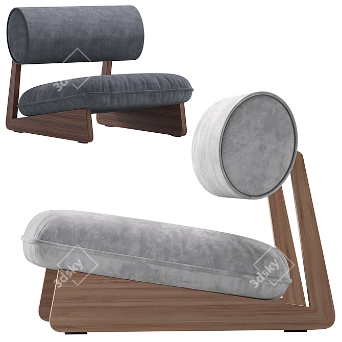 Elegant Wabi Lounge Chair 3D model image 3