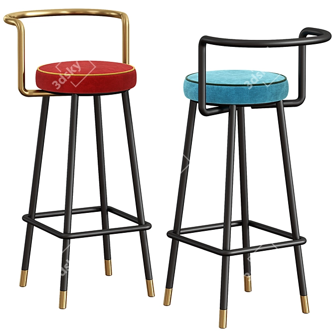 Sleek & Stylish Block-Ba Barstool 3D model image 2