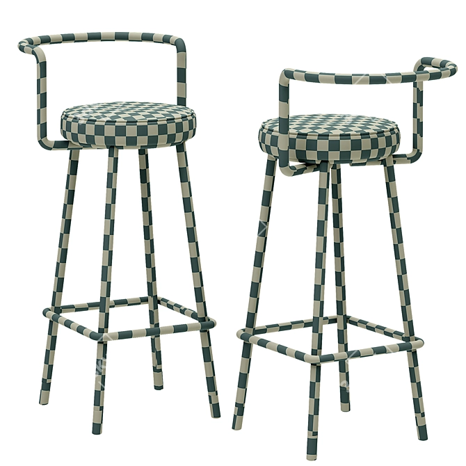 Sleek & Stylish Block-Ba Barstool 3D model image 4