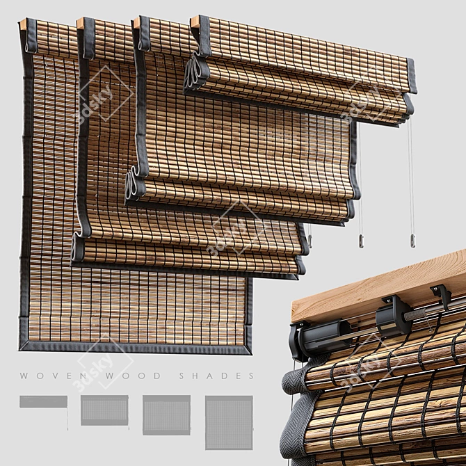 Natural Elegance Woven Wood Shades 3D model image 1