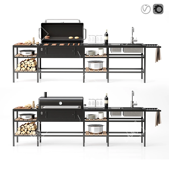 Gourmet Black BBQ Grill 3D model image 1