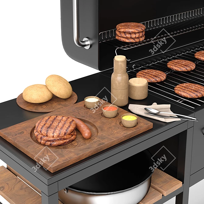 Gourmet Black BBQ Grill 3D model image 2