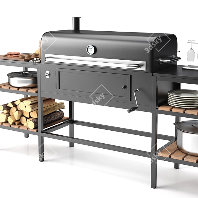 Gourmet Black BBQ Grill 3D model image 3