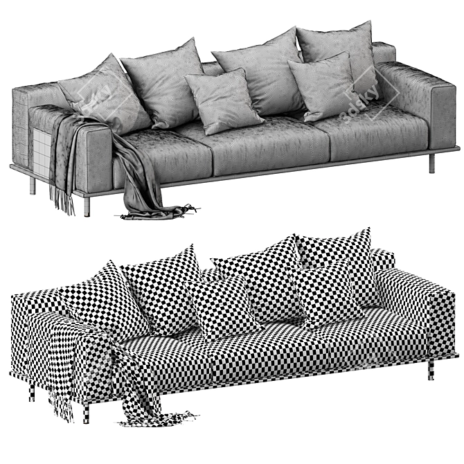 Meridiani TIMOTHY KUOIO 3-Seater Sofa: Modern Elegance for Your Home. 3D model image 3