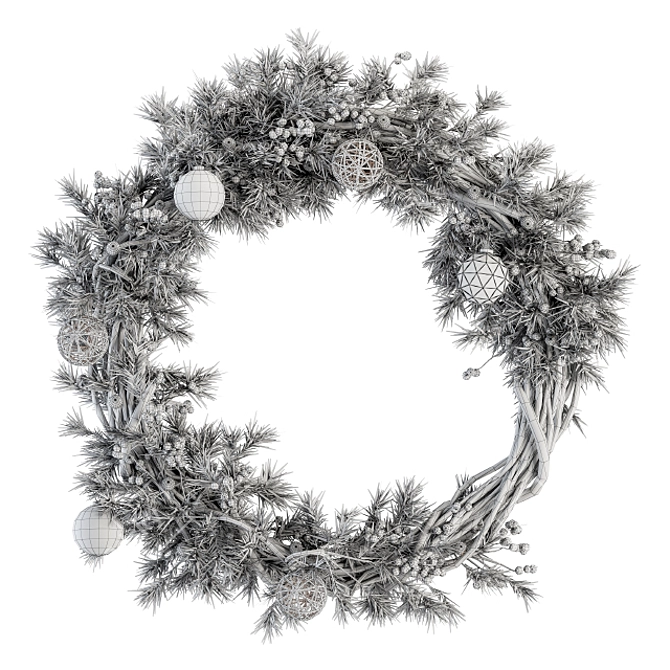 Snowy Bliss Wreath 3D model image 4