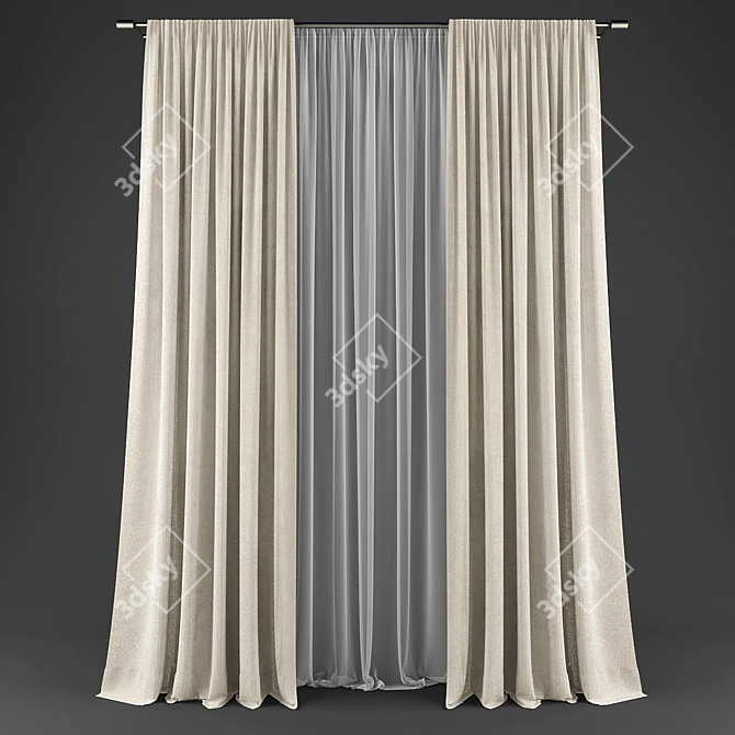 Polyester Curtain Set - 112578 3D model image 1