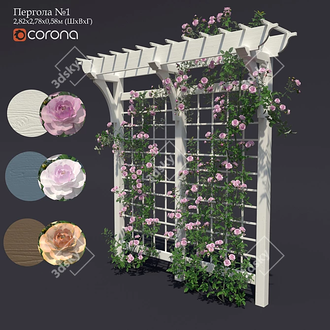 Pergola No. 1. Climbing Rose

 Elegant Pergola with Beautiful Climbing Roses 3D model image 1