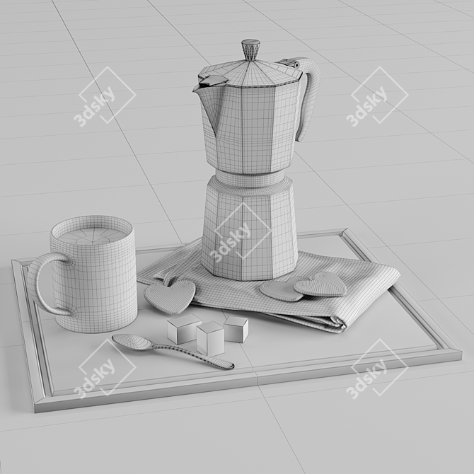 Vintage Moka Coffee Cup Set 3D model image 5