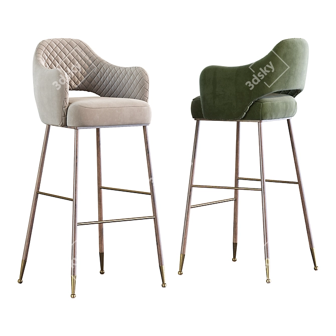 Sleek and Stylish Barstool 3D model image 1