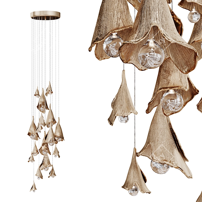 Floral Bell Pendant Light 3D model image 1