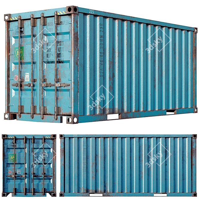 Low Poly Shipping Container Set 3D model image 1