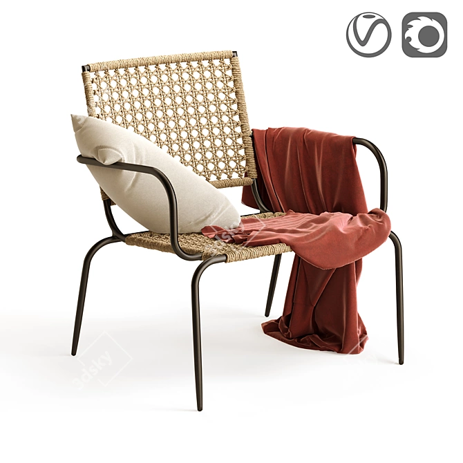 Metal and Rope Garden Armchair: Ibiza 3D model image 1