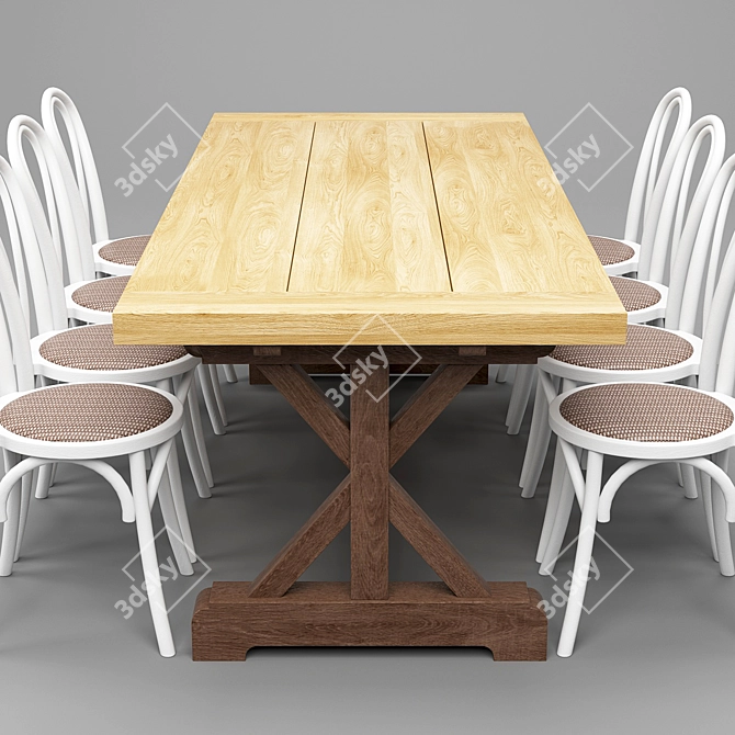 Montmartre Wooden Dining Set 3D model image 2