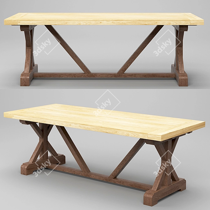 Montmartre Wooden Dining Set 3D model image 5