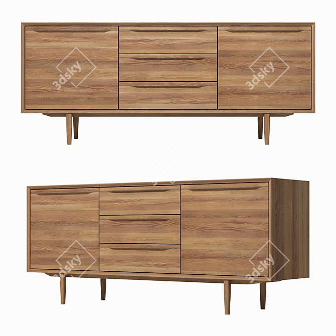 Bruni Chest of Drawers: Stylish Storage Solution 3D model image 1