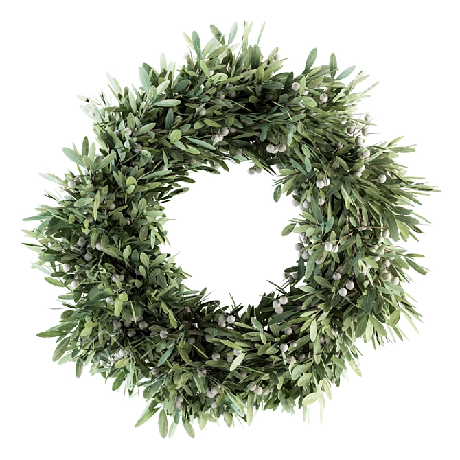 Joyful Holiday Greens: Olive Wreath 3D model image 1