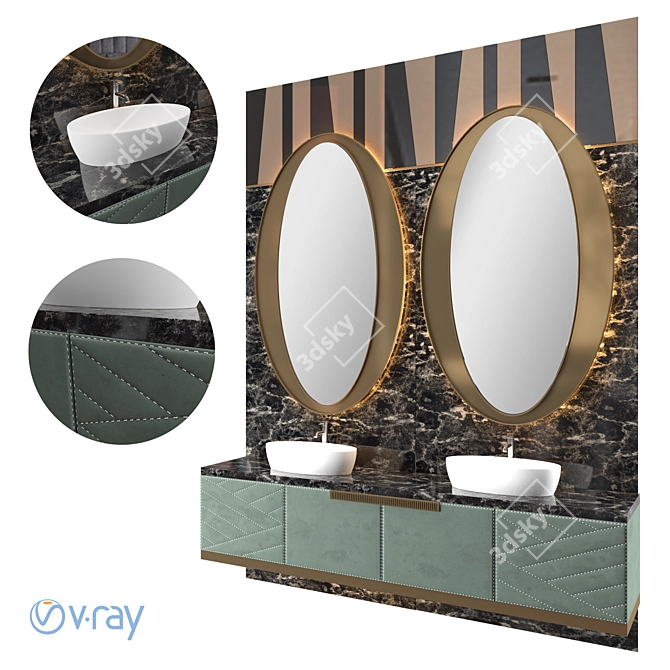 Elegant Luxury Wash Basin 3D model image 2