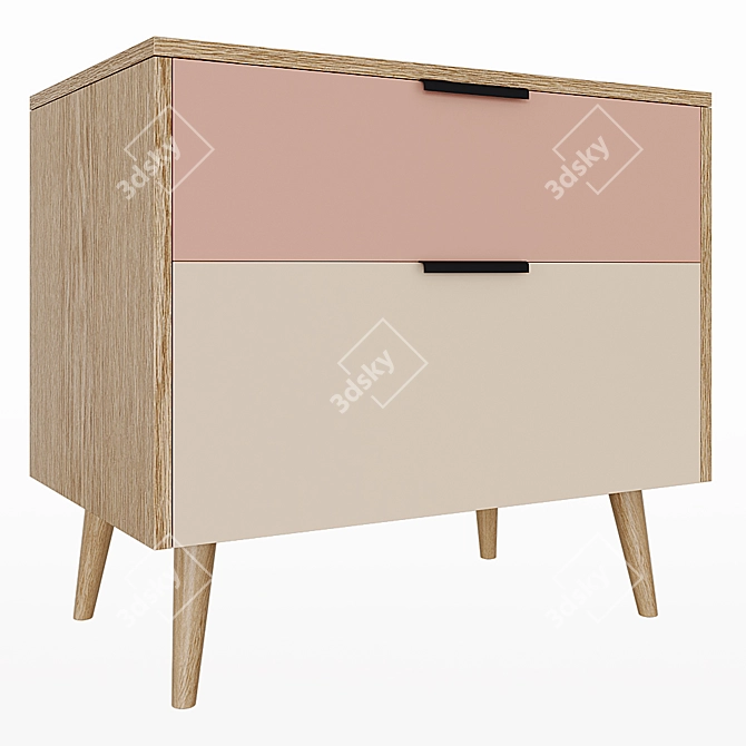 Olson Wood 2-Drawer Bedside Table 3D model image 5