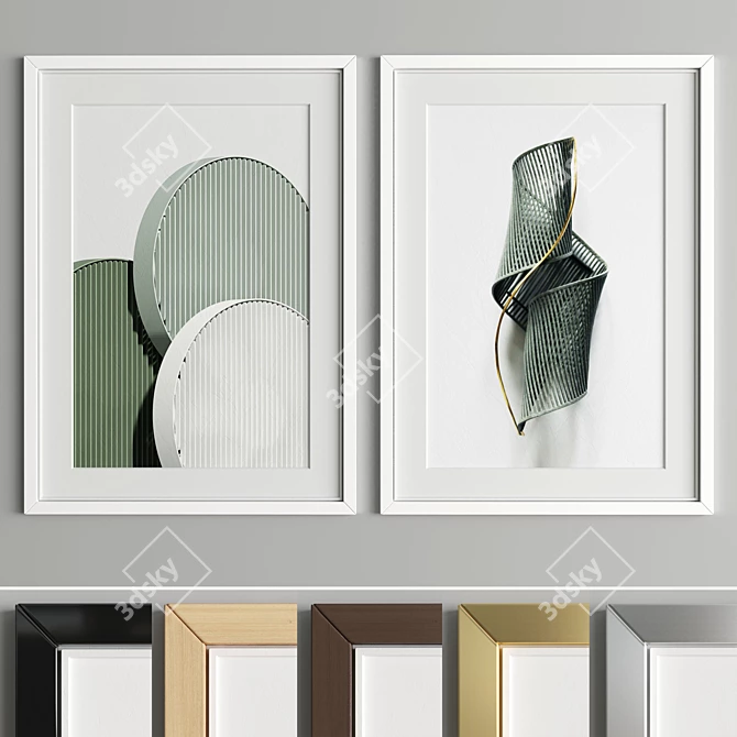 Sleek Art Frame A11: 2-in-1 Wood & Metal Design 3D model image 4