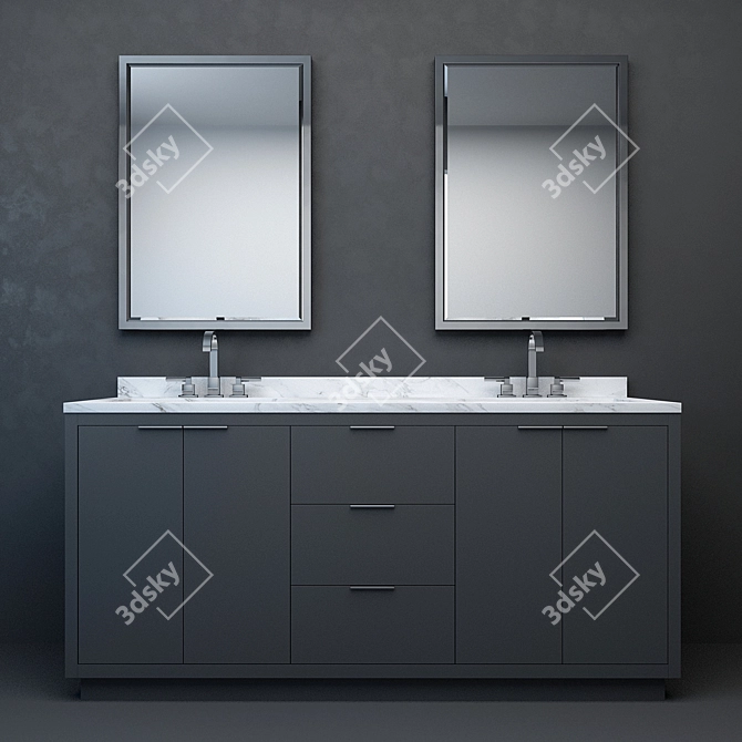 Modern Double Vanity with Larsen Design 3D model image 5