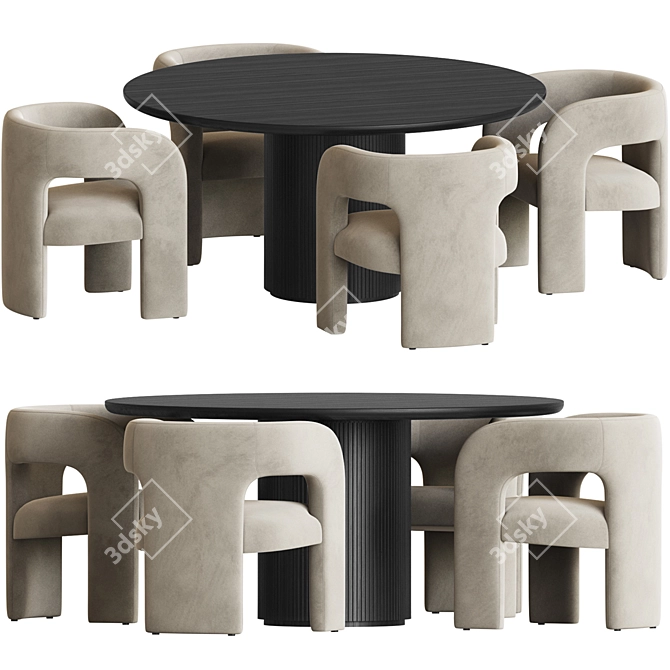 Elegant Dunloe Dining Set 3D model image 1