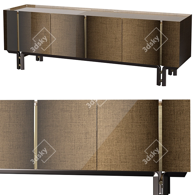 Elegant Oak Sideboard with Brass Accents 3D model image 1