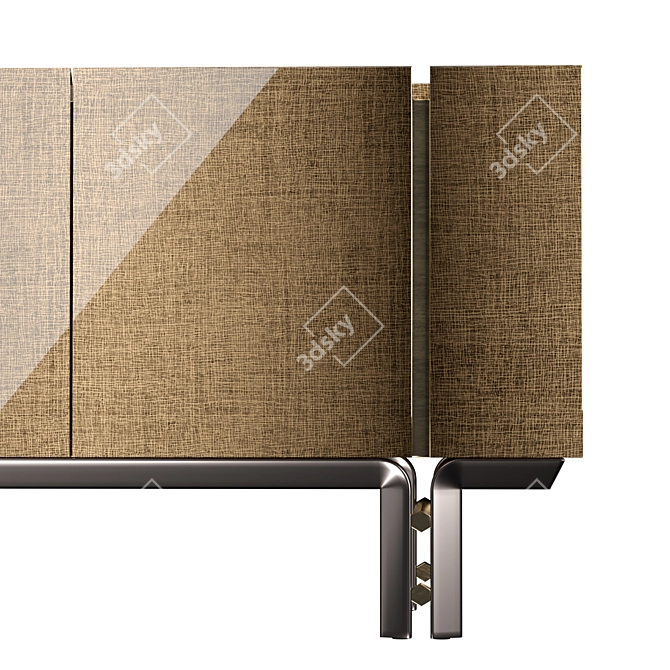 Elegant Oak Sideboard with Brass Accents 3D model image 4