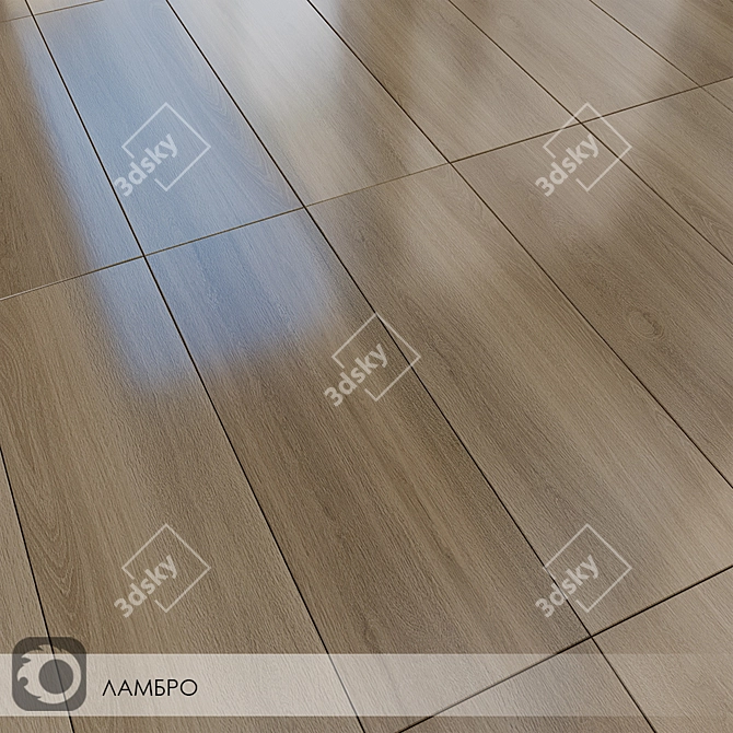 Milano Collection: Lambro 40x120 Ceramic Wood Tiles 3D model image 1