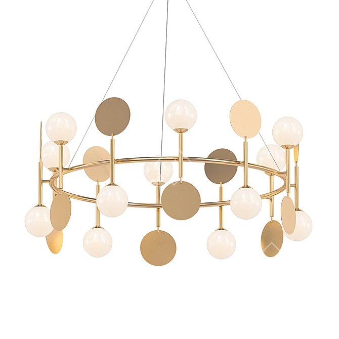 Gilded Glass Orb Chandelier 3D model image 1