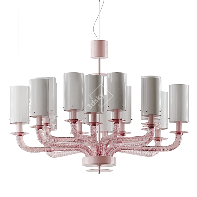 Venetian Murano Glass Chandelier: 21st Century Elegance 3D model image 2