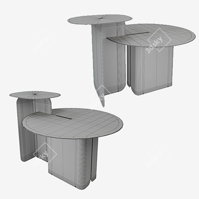 Sculptural Metal Side Table Set 3D model image 4