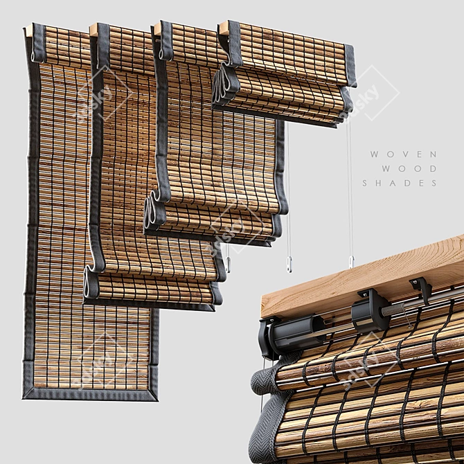 Natural Woven Wood Shades: Bring Nature Indoors 3D model image 1