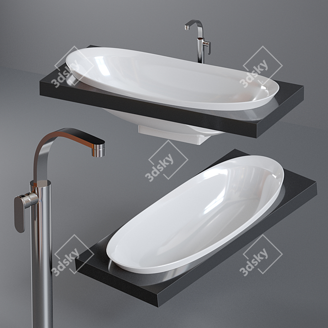 Ceramica Flaminia IO Vanity Tub 3D model image 5