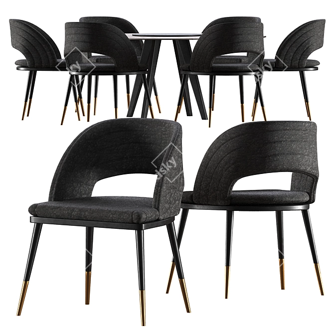 Modern 6-Piece Dining Set 3D model image 2