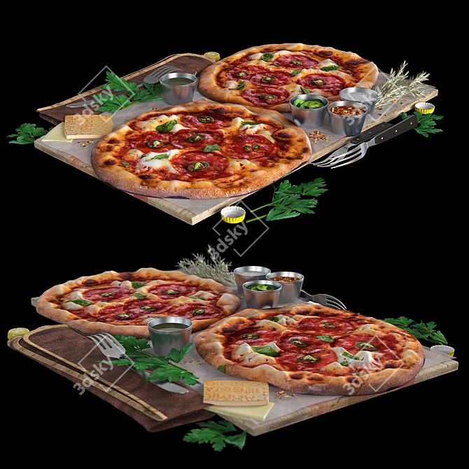 Delicious Traditional Tomato Pizza 3D model image 1