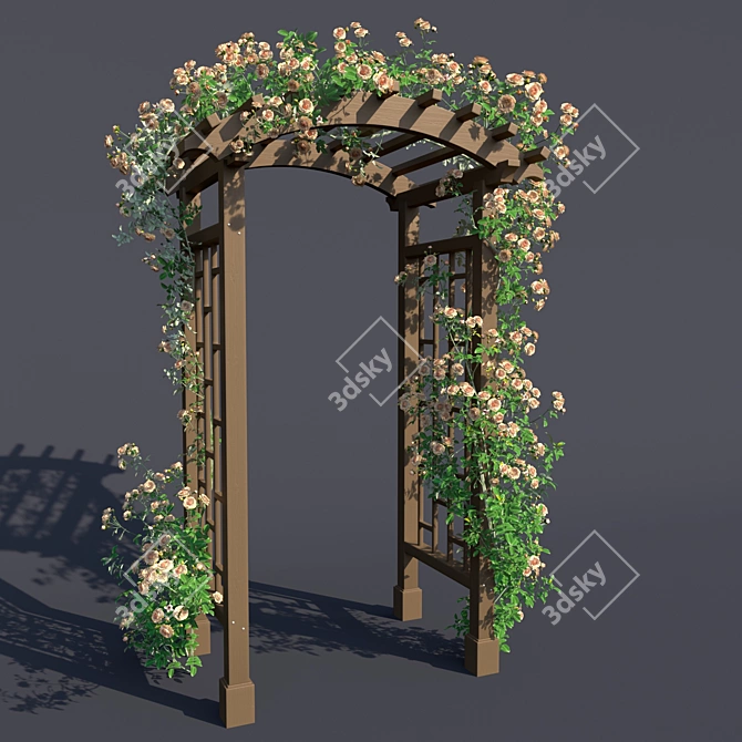 Garden Arch №3 with Climbing Roses - White  Elegant Garden Arch with Climbing Roses 3D model image 4