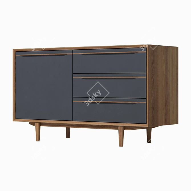 Bruni Black Chest: Stylish and Spacious 3D model image 1