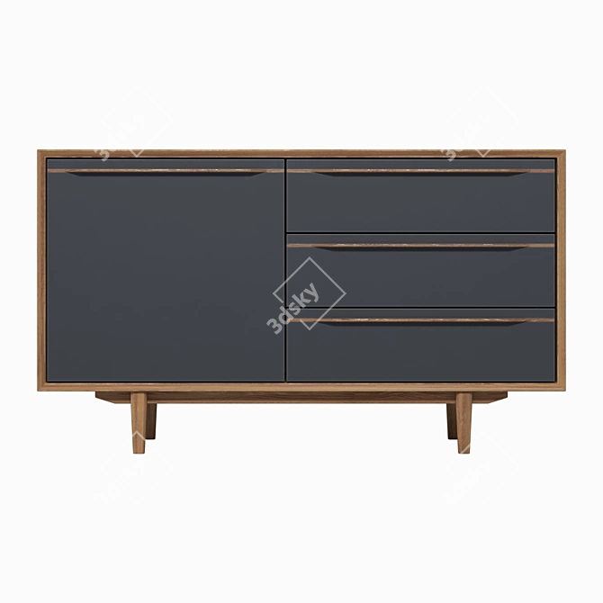 Bruni Black Chest: Stylish and Spacious 3D model image 2