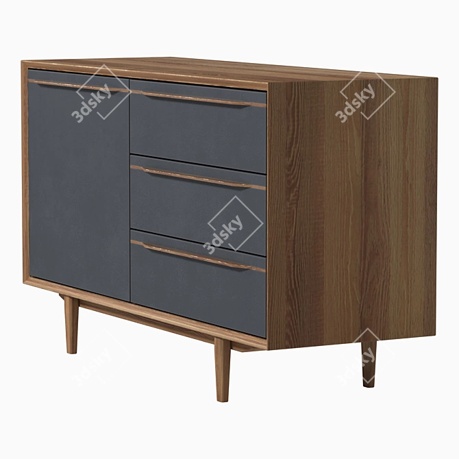Bruni Black Chest: Stylish and Spacious 3D model image 3