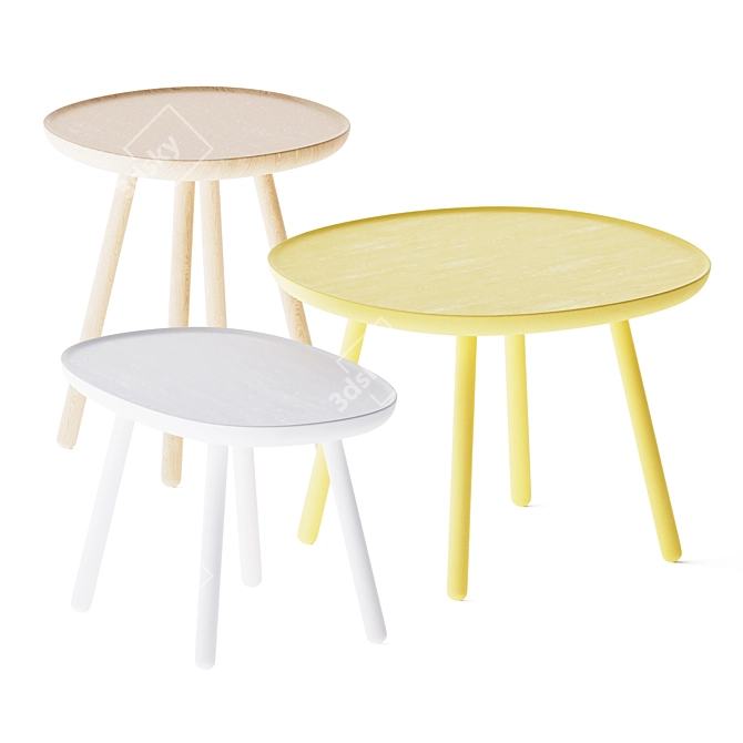 Naive Solid Wood Side Table 3D model image 1