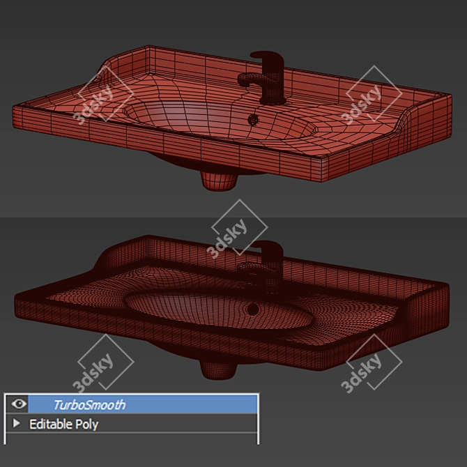 Modern Rattviken Washbasin & Olskar Faucet Ensemble 3D model image 5