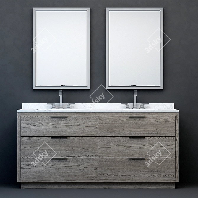 Modern Machinto Double Vanity: Sleek, Functional Design 3D model image 1